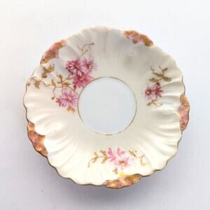 Vintage Limoges France Porcelain Ceramic Romantic Floral Tea Saucer Plate